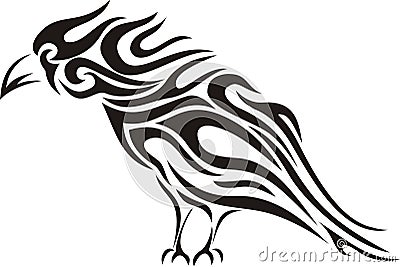 Tribal raven tattoo Vector Illustration