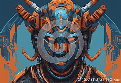 Painting of a Tribal Robot Stock Photo