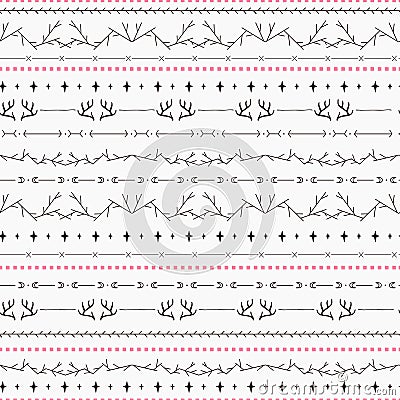 Tribal seamlees pattern in thin lines. Vector Illustration