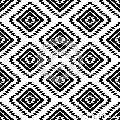 Tribal seamless pattern, aztec black and white Stock Photo