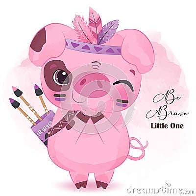 Tribal Series Little Piggies Cartoon Illustration