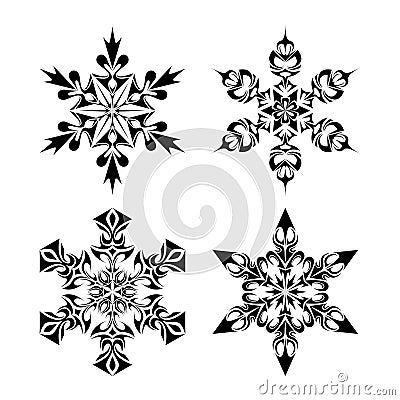 Tribal Snow Flakes Vector Illustration