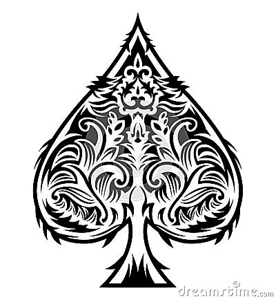 Tribal Style Spade Ace Design, Poker emblem vector illustration Vector Illustration