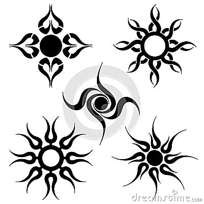 Tribal sun tattoo's Vector Illustration