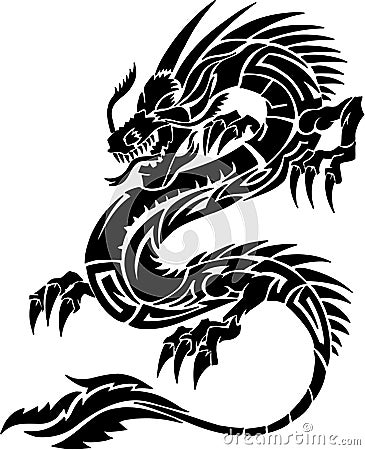 Tribal Tattoo Dragon Vector Illustration