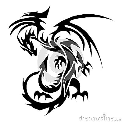 Tribal Tattoo Whole Dragon Design Vector Illustration