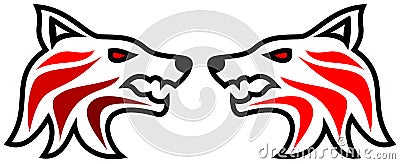 Tribal tattoo wolf Cartoon Illustration