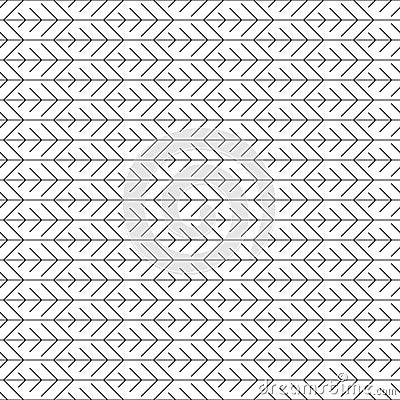 Tribal tiling seamless pattern with arrows. Abstract thin line ornament made of simple geometric shapes Vector Illustration