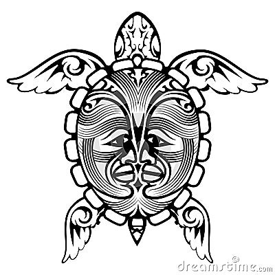 Tribal Totem Animal Turtle Tattoo Vector Illustration