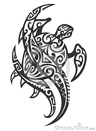 Tribal Turtle with Wave Vector Illustration