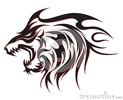 Tribal wolf tattoo Stock Photo