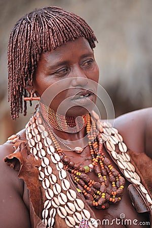 Tribal woman in the Omo valley in Ethiopia, Africa Editorial Stock Photo