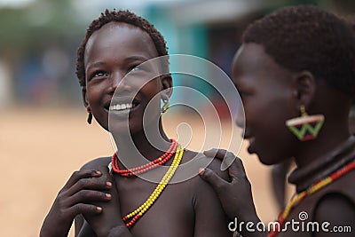 Tribal woman in the Omo valley in Ethiopia, Africa Editorial Stock Photo