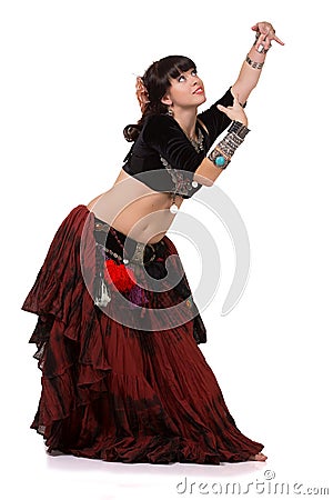 Trible belly dancer posing with hands. Stock Photo