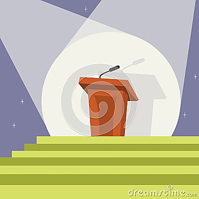 Tribune with microphone template Vector Illustration