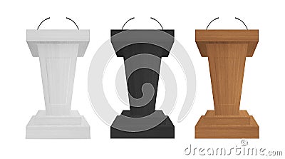 Tribune podium stand set for conference, presentation Vector Illustration