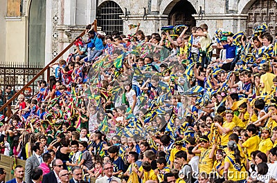 Tribune of the spectators in Palio of Siena Editorial Stock Photo
