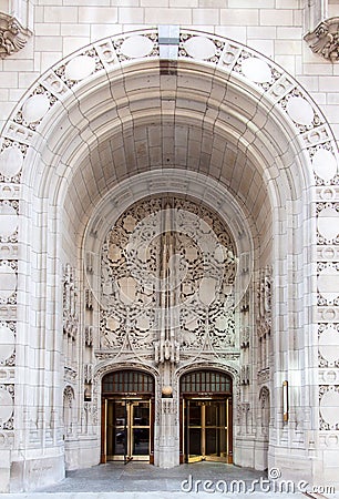 Tribune Tower Entrance Chicago Editorial Stock Photo