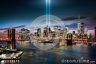 Tribute in Light memorial Editorial Stock Photo