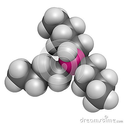Tributyltin hydride molecule. Organotin reagent, used in organic synthesis Stock Photo