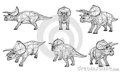 Triceratops big dangerous dinosaur. Vector Illustration