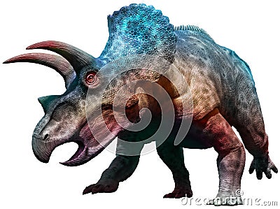 Triceratops dinosaur charging 3D illustration Cartoon Illustration