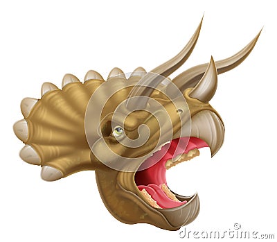 Triceratops Dinosaur Head Vector Illustration