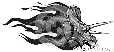 monochromatic dinosaurus triceratops head art vector illustration design Vector Illustration