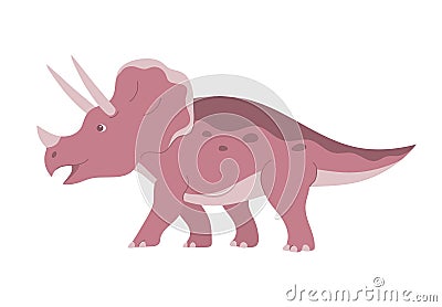 Triceratops illustration with horns isolated on white background Cartoon Illustration