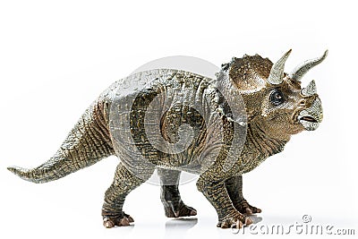 Triceratops plastic figurine in white background Stock Photo