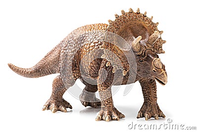 Triceratops plastic figurine in white background Stock Photo