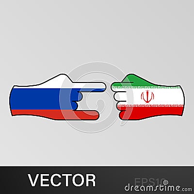 trick russia attack iran hand gesture colored icon. Elements of flag illustration icon. Signs and symbols can be used for web, Cartoon Illustration