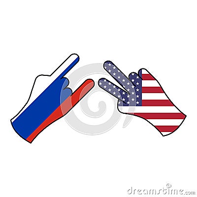 trick russia pending usa hand gesture colored icon. Elements of flag illustration icon. Signs and symbols can be used for web, Cartoon Illustration