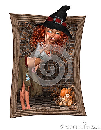 Trick or Track Halloween Witch Stock Photo