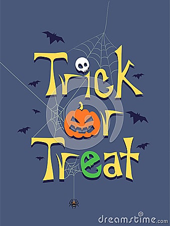 Trick or Treat Greeting Poster Vector Illustration