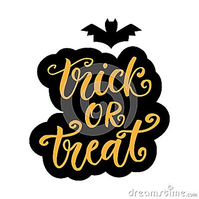 Trick or Treat. Halloween Party Poster with Handwritten Ink Lettering Vector Illustration