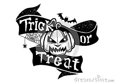 Trick or treat isolated quotes and design elements. holiday illustration. Hand drawn doodle letters Cartoon Illustration
