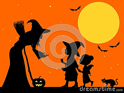 Trick or treat silhouette Vector Illustration