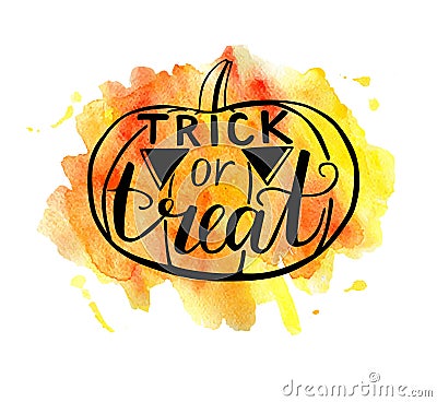 Vector Halloween illustration with watercolor texture Vector Illustration