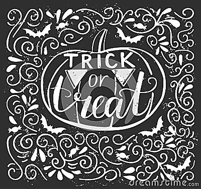 Trick or treat vector lettering poster design Vector Illustration