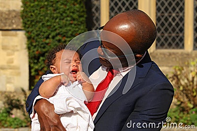 Distressed Mixed Race Baby Stock Photo