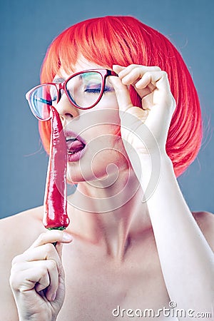 Tricky beauty. Funny female portrait Stock Photo