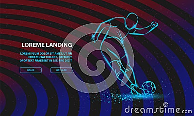 Tricky kick by soccer player. Vector Sport Background for Landing Page Template. Vector Illustration