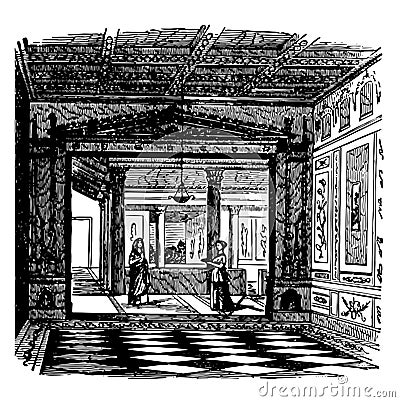 Triclinium vintage illustration Vector Illustration