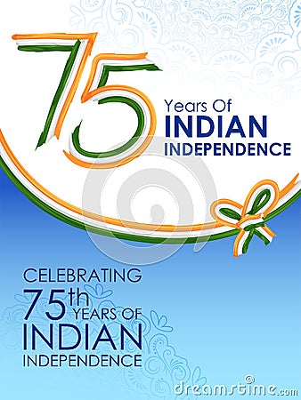 tricolor banner with Indian flag for 75th Independence Day of India on 15th August Cartoon Illustration