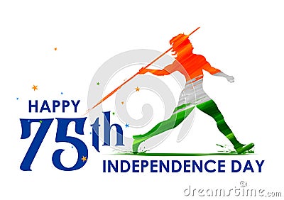 tricolor banner with Indian flag for 75th Independence Day of India on 15th August Vector Illustration