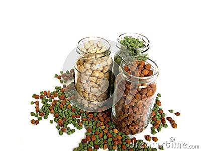 Tricolor Chick Peas in Bottles Stock Photo