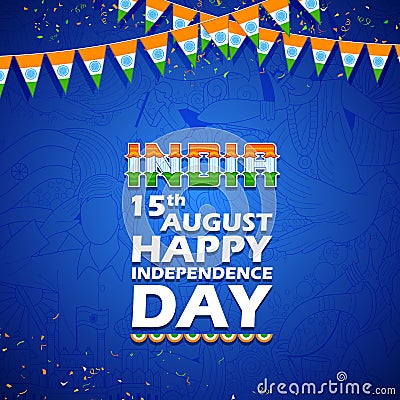 Tricolor India banner for Happy Independence Day of Indian Vector Illustration