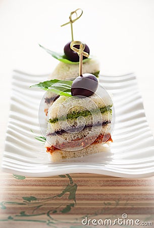 Tricolored sandwich stacks Stock Photo