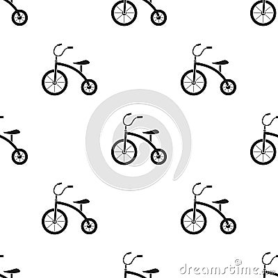 Tricycle icon in black style isolated on white background. Play garden pattern Vector Illustration